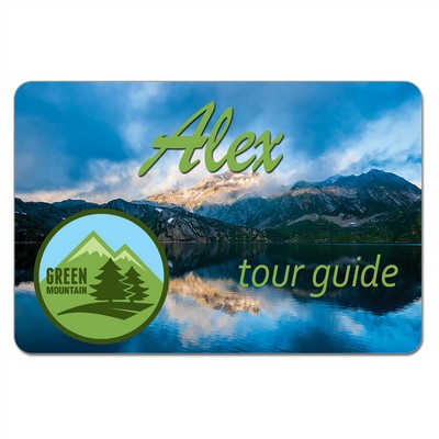 3" x 2" Gloss White Unisub Aluminum Name Badge with Radius Corners