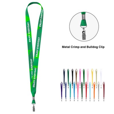 3/4" Full Color Dye Sublimated Lanyard W/ Metal Crimp And Bulldog Clip