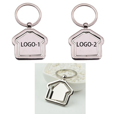 Rotatable Double-Side House Keychain