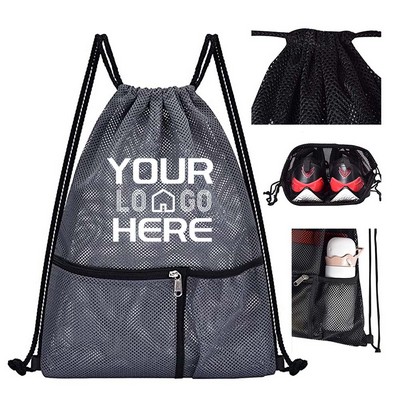 Mesh Backpack with zipper pockets 13.5*17"