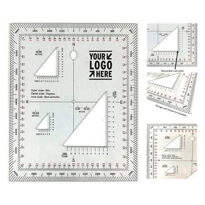 5 x 5" Portable Military Scale and Protractor