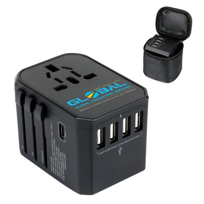Universal Travel Adapter With 4 USB-A And 1 Type-C Ports