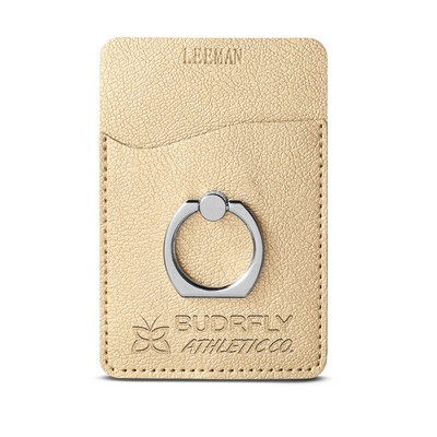 Shimmer Card Holder With Metal Ring Phone Stand