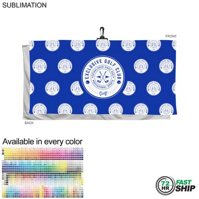 72 Hr Fast Ship - Oversized Golf Towel in Soft Velour Terry, w/Black Hook, Sublimated (30"x60")