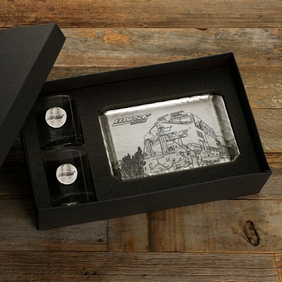 Soho 2-Piece Rocks Glass and Bar Tray Set