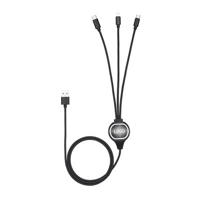 Long 3-in-1 Charging Cable Light Up Logo