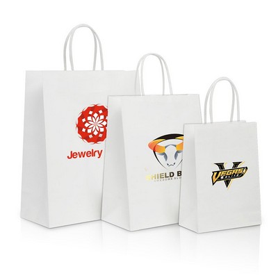 White Kraft Shopping Bag (6" X 3" X 8") Small