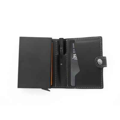 MODERN TRAVELER WALLET - BLACK w/ STEALTH ELITE BALLPOINT PEN