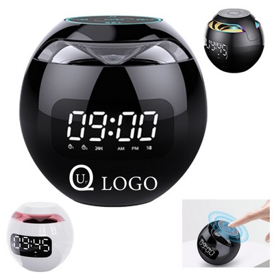 Round Bluetooth Speaker w/ Alarm Clock and Time Display