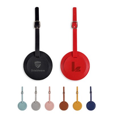 Debossed Round PU Leather Luggage Tags