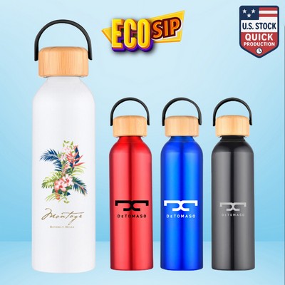 EcoSip 21oz / 24oz Aluminum Bottle with Bamboo Lid