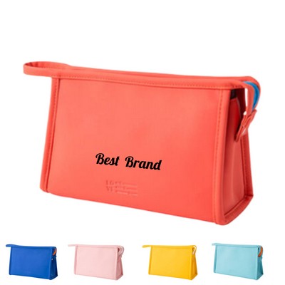 Large Capacity Pu Leather Makeup Bag with Handle