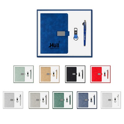 3-Piece Office Gift Set: Metal Signature Pen, Keychain and Leatherette Notebook