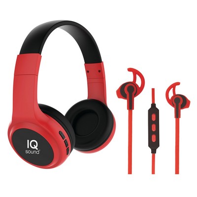 Supersonic Bluetooth Wireless Headphones/Earbuds Bundle Red