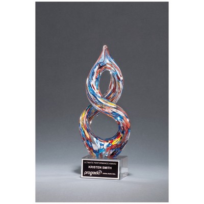 Multi Color Helix on Glass Base Art Glass