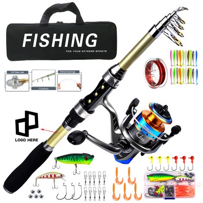 70.86" Long Cast Rod Fishing Wheel Rod With A Black Bag