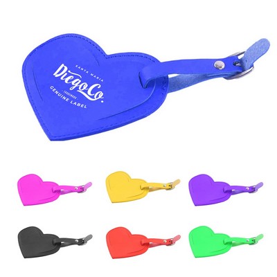 Heart-Shaped Leather Luggage Tag