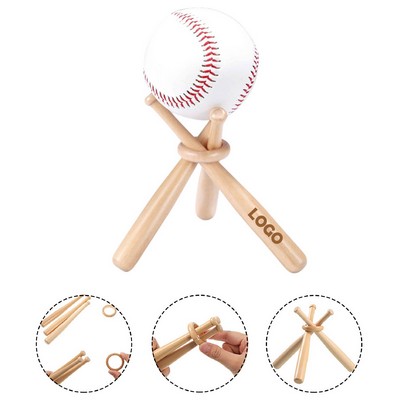 Wooden Baseball Display Stand