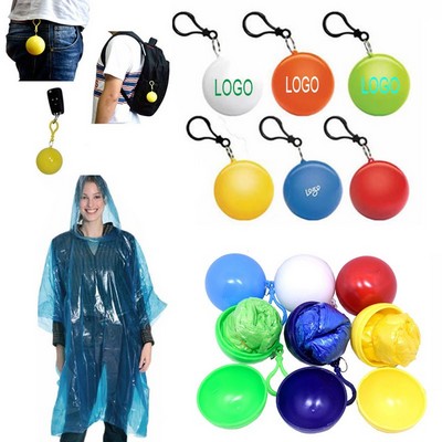 2 3/5" Outdoor Portable Disposable Raincoat Ball Keychain