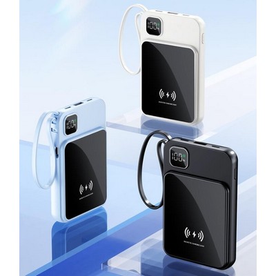 Slim Wireless Magnetic Charger 10000mah with Built in Cables 22.5W