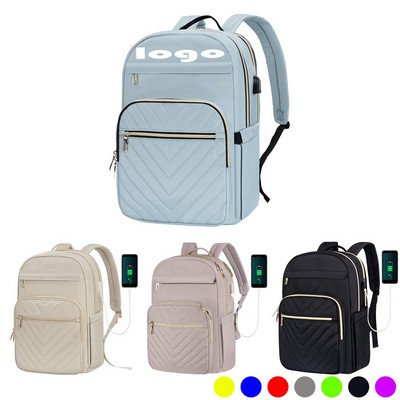 Oxford Waterproof Travel Backpack With Usb Charging Port