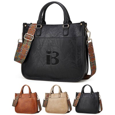 Vintage Large Capacity Pu Leather Handbag