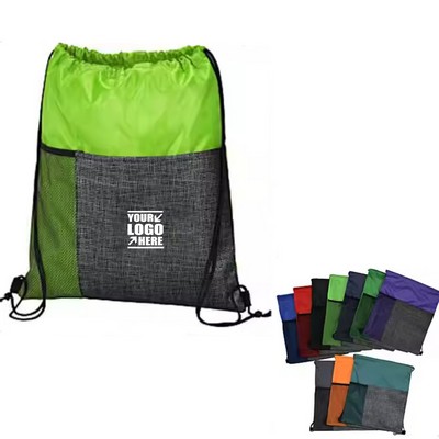 Etched Pocket Drawstring Backpack