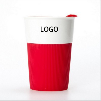 12 oz. Travel Ceramic Coffee Mug with Silicone Sleeve