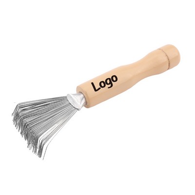Professional Hair Brush & Comb Cleaner Rake with Wooden Handle