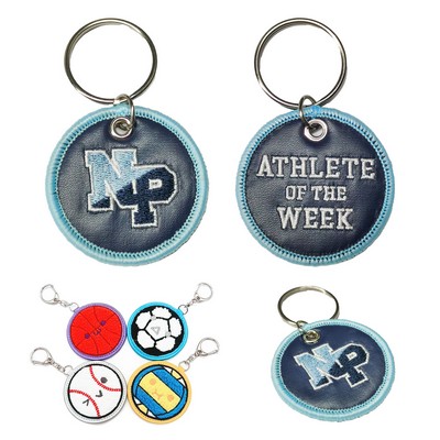 Customized Leather Embroidered Keychain