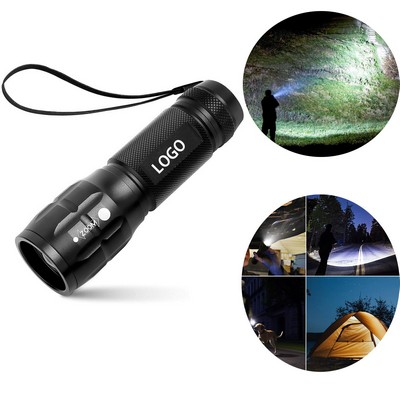 High Lumen Waterproof Adjustable Focus LED Flashlight for Camping