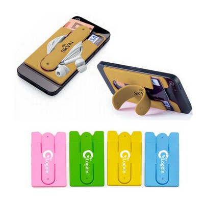 Card Holder with Cell Phone Stand Stick-on Silicone Sleeve