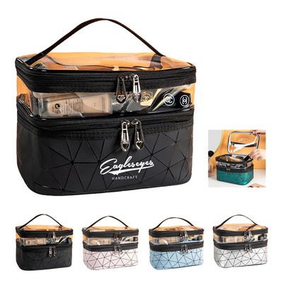 PVC Double Layer Travel Makeup Bag