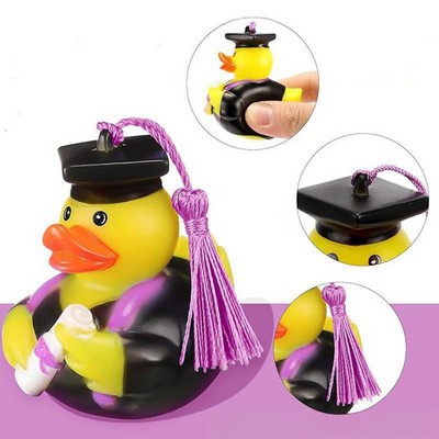 Graduation Vinyl Yellow Ducks Cake Hats Tassels For Student Bath Pool Parties