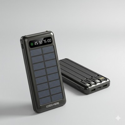 Solar Outdoor Power Bank Portable High Capacity Mobile Charger with Built in Cable 20000mAh