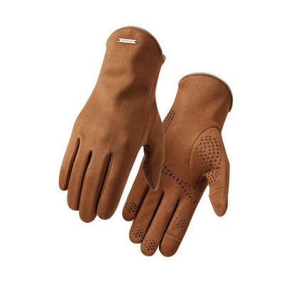 Men's Winter Suede Fleece Touchscreen Gloves Thick Warm Anti Slip Outdoor Gloves