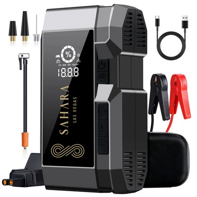 2-in-1 Portable Emergency battery booter w/ 160PSI Emergency tire inflater.