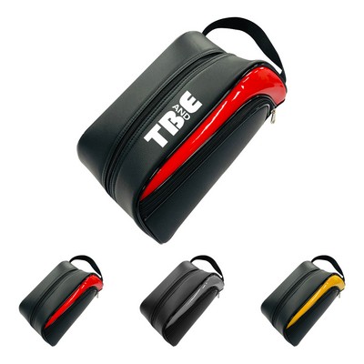 PU Leather Golf Shoe Bag Portable Carrier