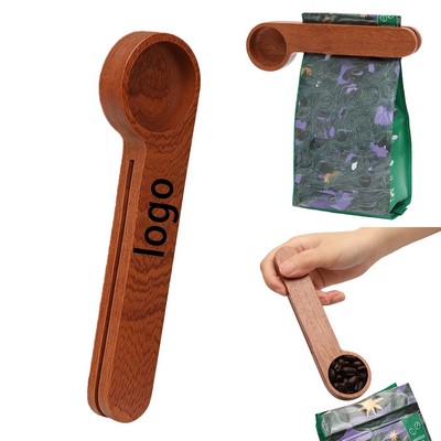 Sustainable 2-in-1 Wooden Coffee Scoop and Bag Clip with Beech Wood Design