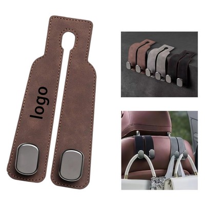 Suede Leather & Zinc Alloy Car Seat Back Double Hook