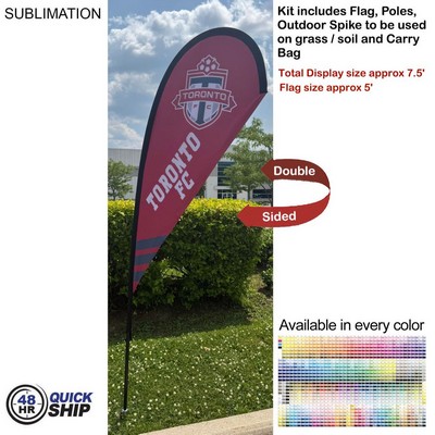 48Hr Quick Ship - 7.5' X-Small Tear Drop Flag Kit, Full Color Graphics Double Sided