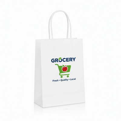 White Kraft Shopping Bag (6" X 3" X 8") Small