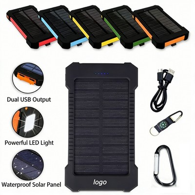 Custom Solar Charger with Carabiner and Compass 6000mAh 8000mAh 10000mAh