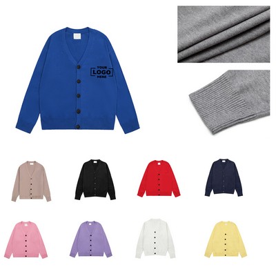 Casual V-Neck Knit Button Cardigan
