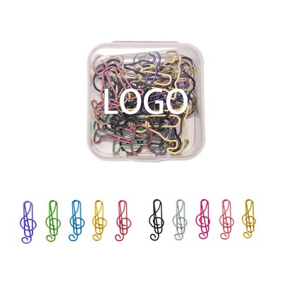 Clef-Shaped Multicolor Metal Paper Clips In Clear Case