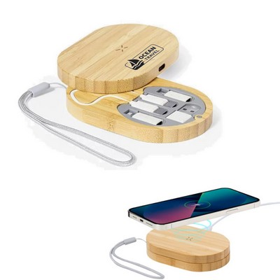 Bamboo Wireless Charger Box with Charging Cable