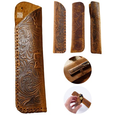 Classic Embossed Leather Pen Holder