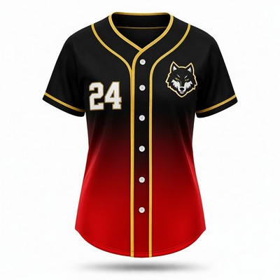 Women's Sublimated Full Button Interlock Baseball Jersey 200GSM