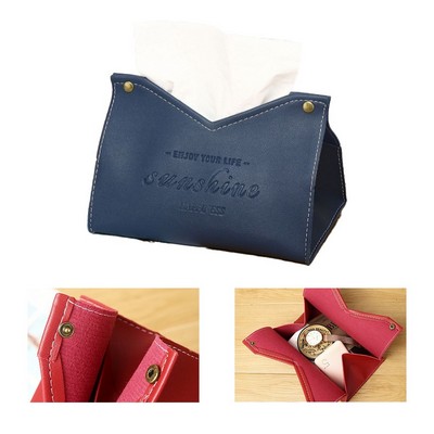 Water Resistant Pu Leather V Cut Multifunctional Lightweight Tissue Pouch