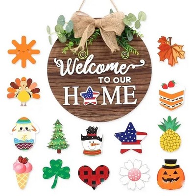 Interchangeable Seasonal Welcome Sign Front Door Decoration